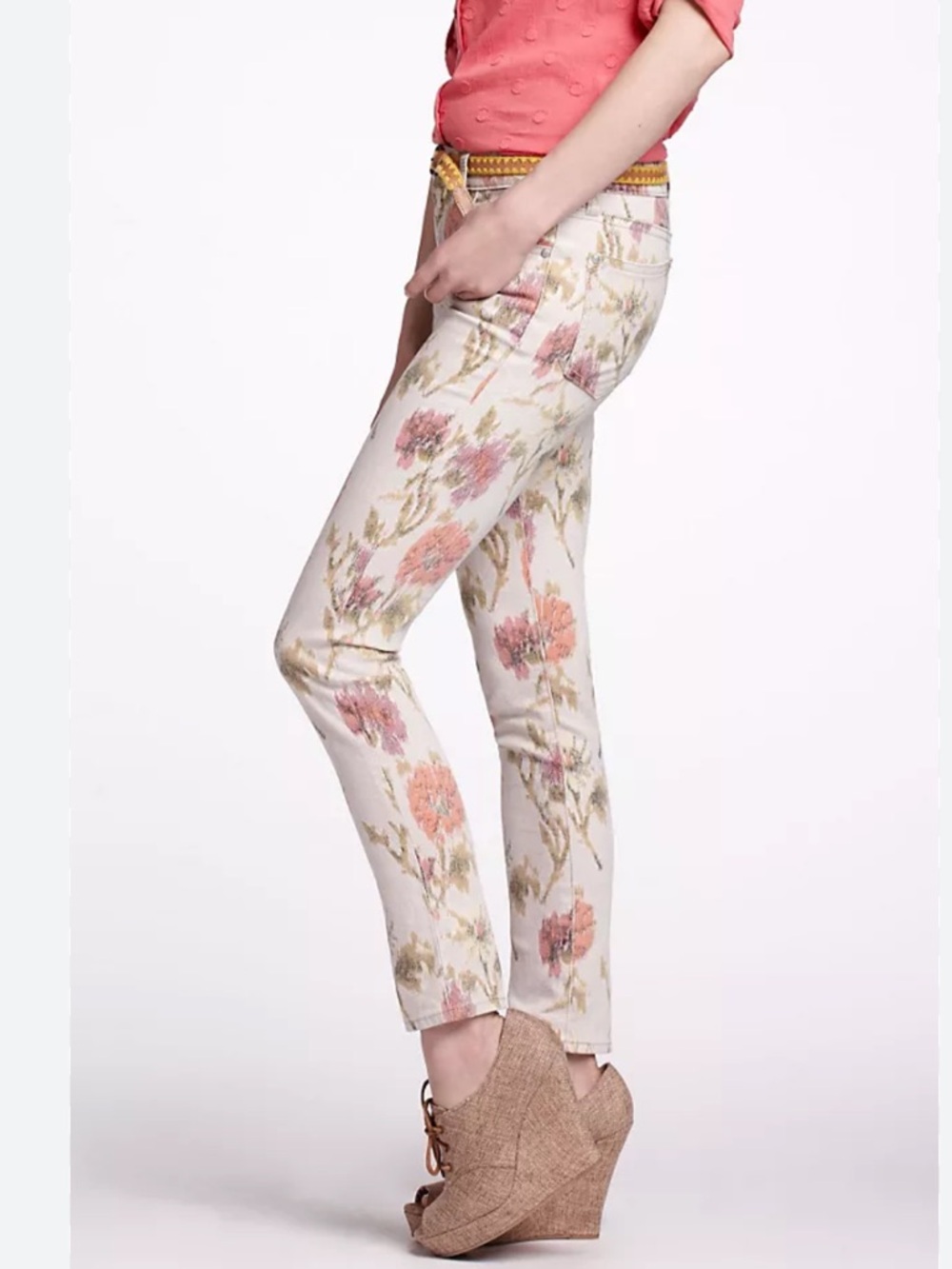 Anthropologie Pilcro Floral Ikat Stet Slim Jeans Size: 31